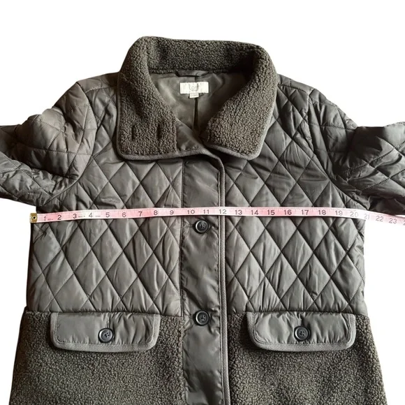 LOFT Quilted Sherpa Funnel Neck Jacket | Cozy Chic Neutral | MP - Picture 9 of 13
